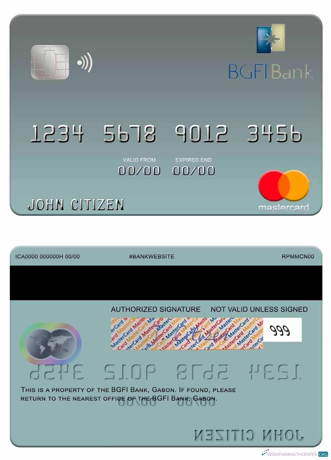 Download Gabon BGFI Bank mastercard Photoshop template